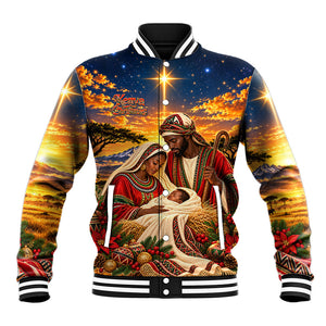 Kenya Christmas African Holy Family Baseball Jacket Savanna Sunset Baby Jesus