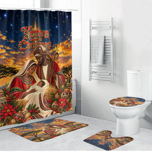 Kenya Christmas African Holy Family Bathroom Set Savanna Sunset Baby Jesus