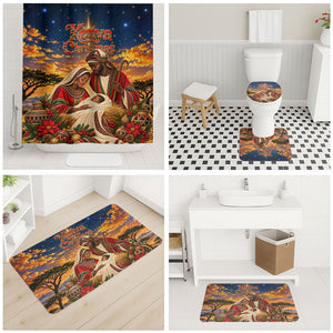 Kenya Christmas African Holy Family Bathroom Set Savanna Sunset Baby Jesus