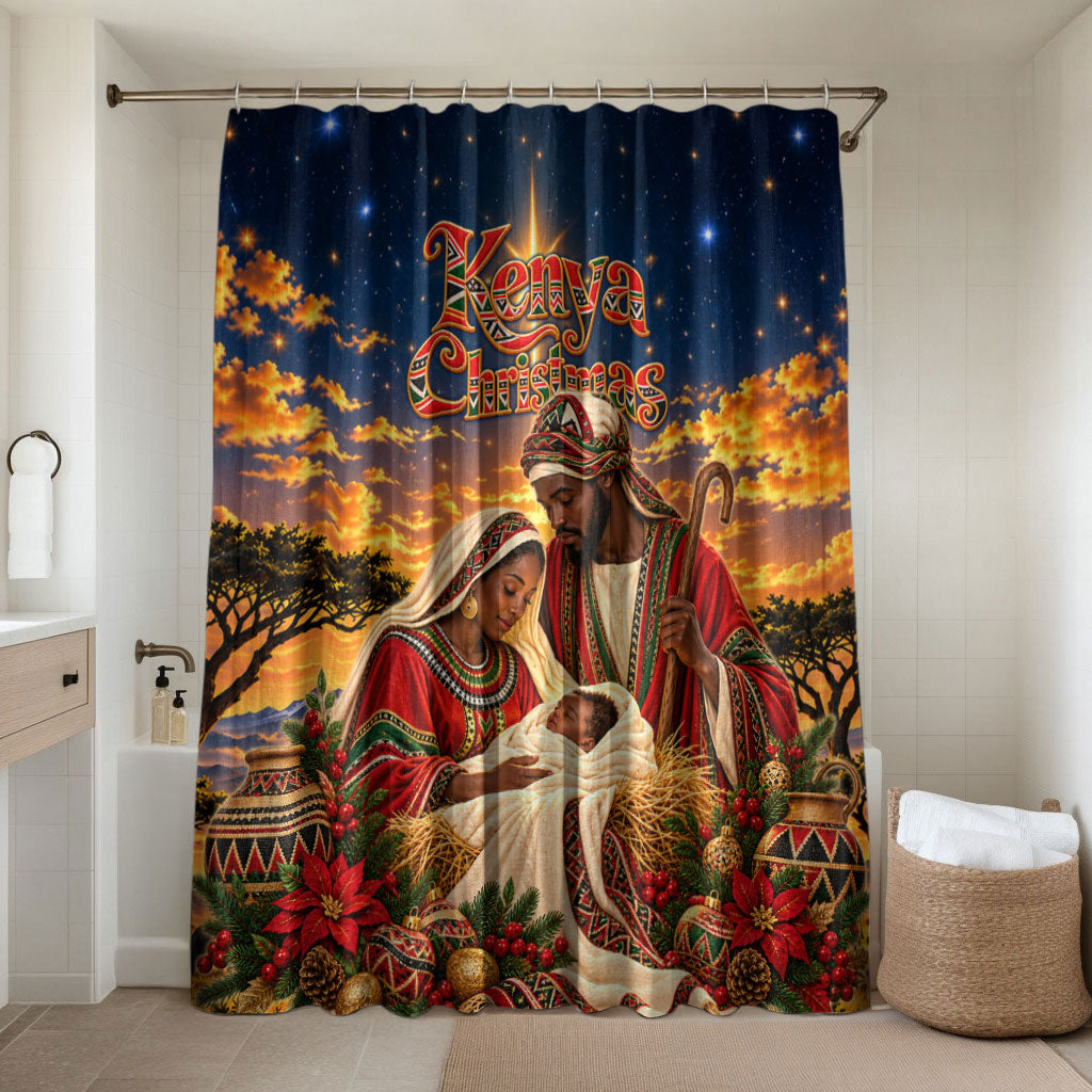 Kenya Christmas African Holy Family Bathroom Set Savanna Sunset Baby Jesus