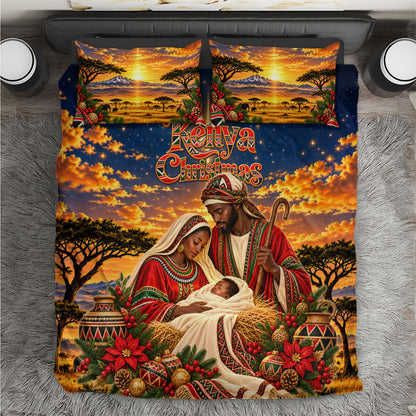 Kenya Christmas African Holy Family Bedding Set Savanna Sunset Baby Jesus