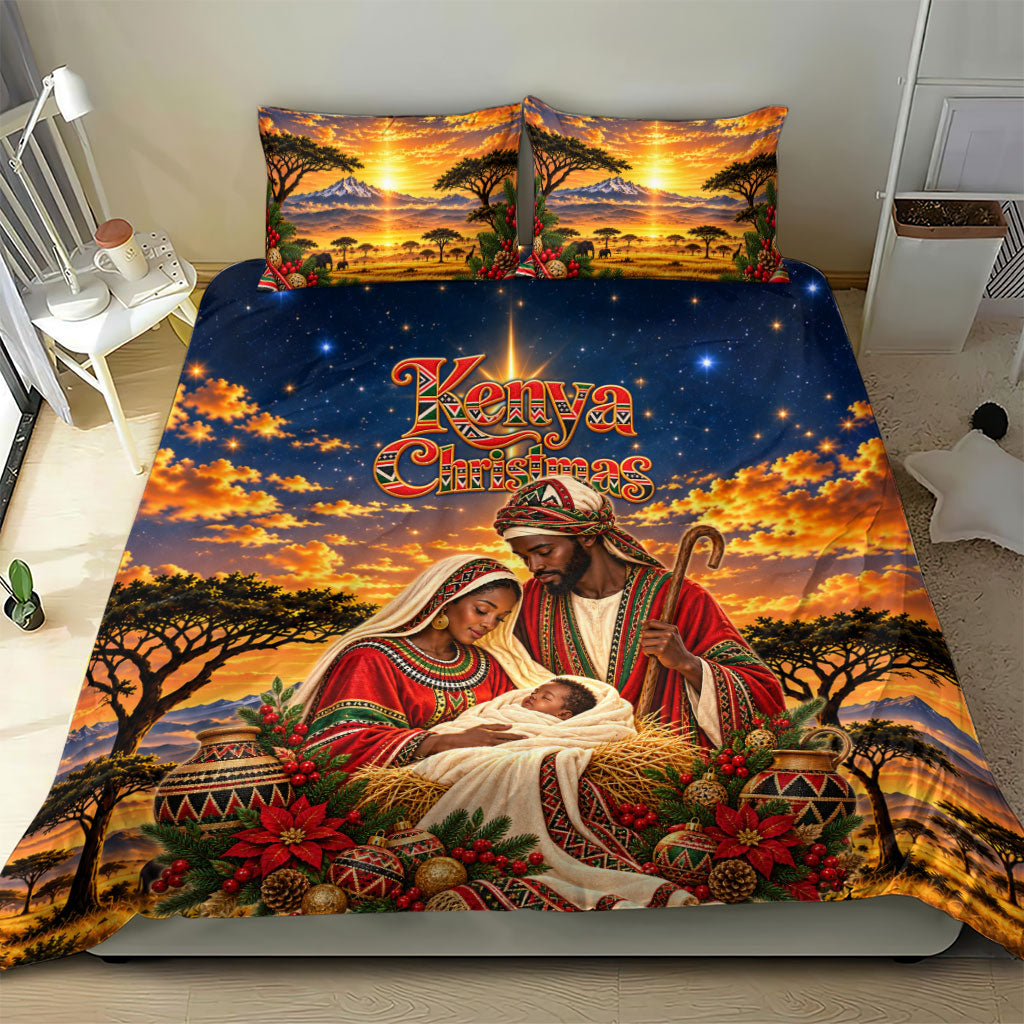 Kenya Christmas African Holy Family Bedding Set Savanna Sunset Baby Jesus