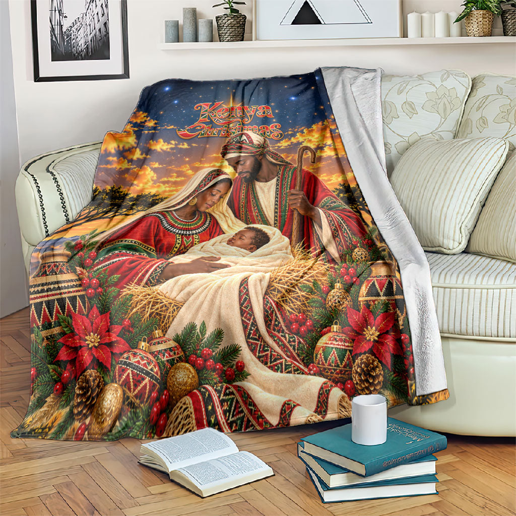 Kenya Christmas African Holy Family Blanket Savanna Sunset Baby Jesus
