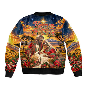 Kenya Christmas African Holy Family Bomber Jacket Savanna Sunset Baby Jesus