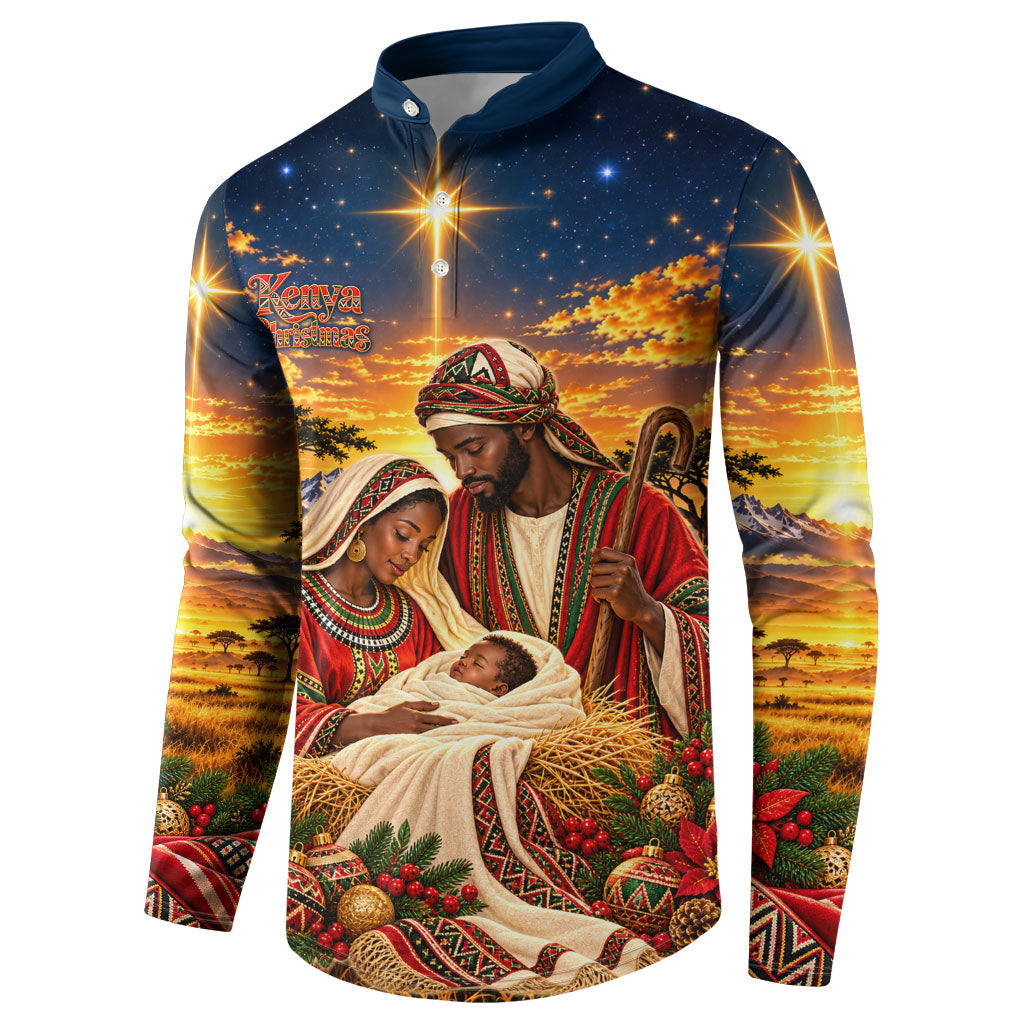 Kenya Christmas African Holy Family Button Sweatshirt Savanna Sunset Baby Jesus