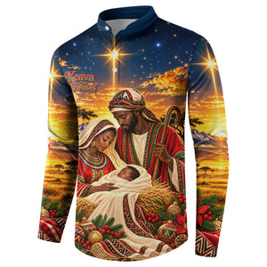Kenya Christmas African Holy Family Button Sweatshirt Savanna Sunset Baby Jesus