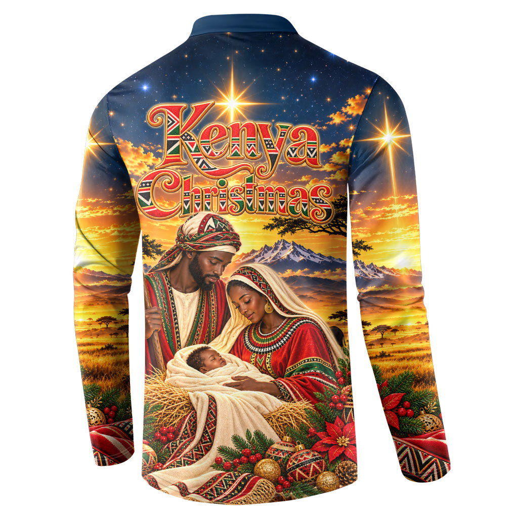 Kenya Christmas African Holy Family Button Sweatshirt Savanna Sunset Baby Jesus