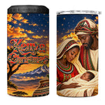 Kenya Christmas African Holy Family 4 in 1 Can Cooler Tumbler Savanna Sunset Baby Jesus