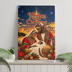 Kenya Christmas African Holy Family Canvas Wall Art Savanna Sunset Baby Jesus