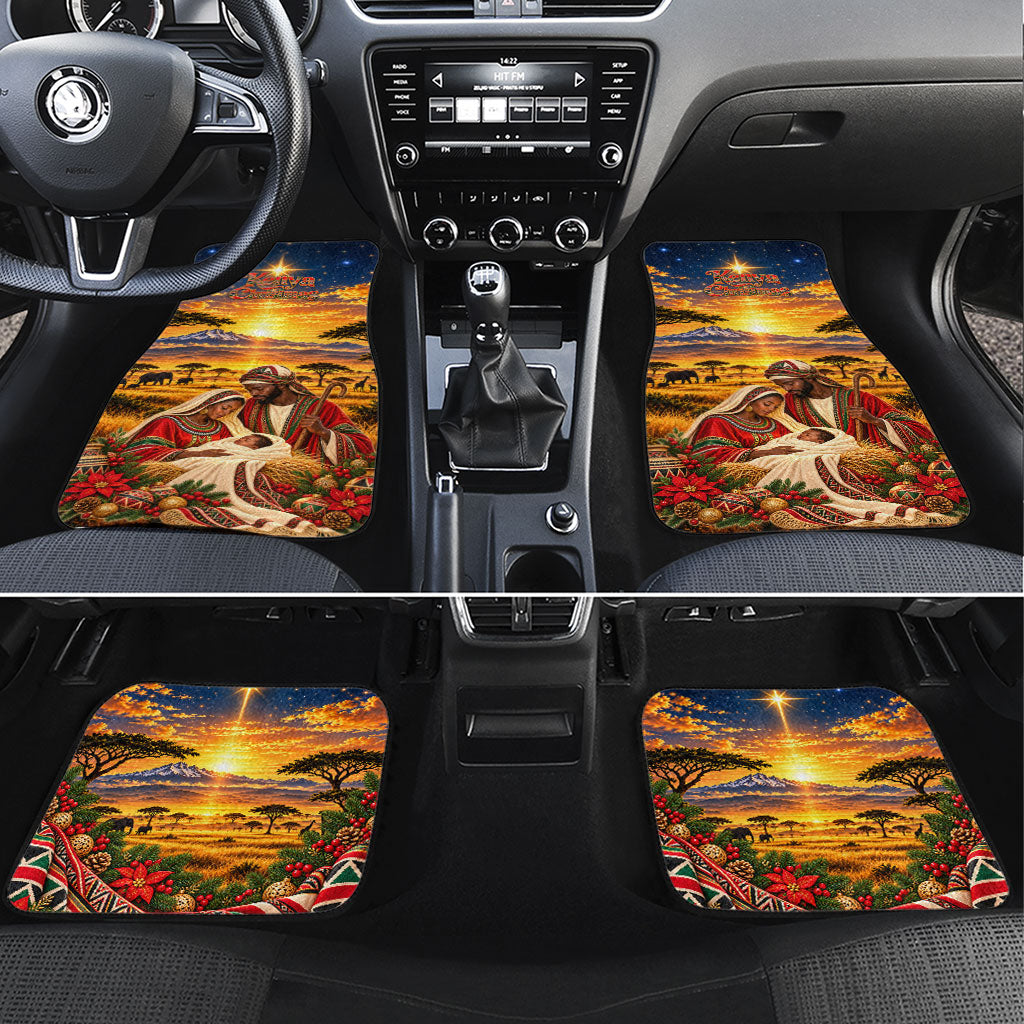 Kenya Christmas African Holy Family Car Mats Savanna Sunset Baby Jesus