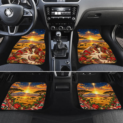 Kenya Christmas African Holy Family Car Mats Savanna Sunset Baby Jesus