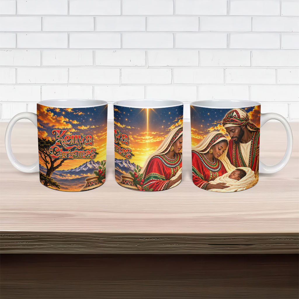 Kenya Christmas African Holy Family Ceramic Mug Savanna Sunset Baby Jesus
