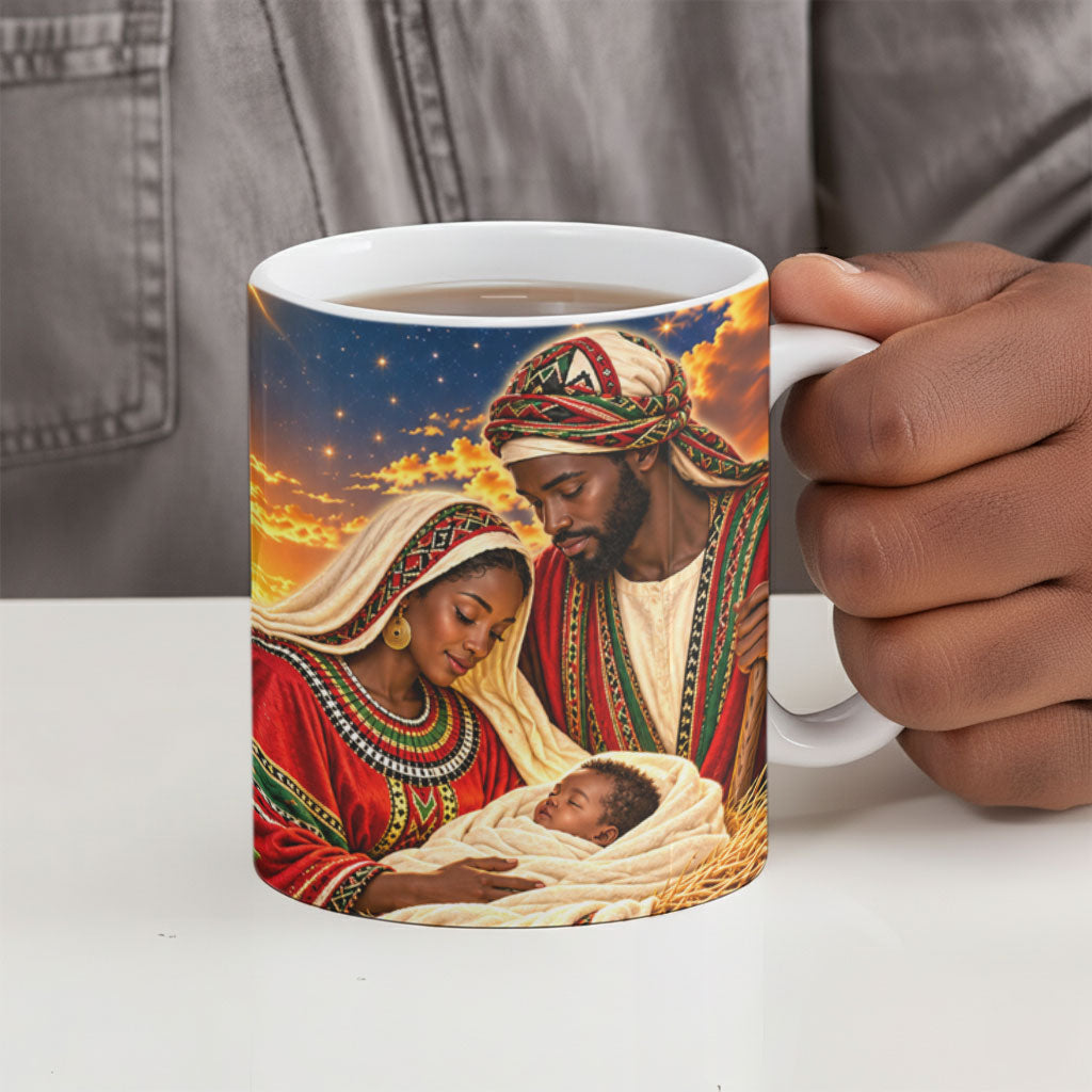 Kenya Christmas African Holy Family Ceramic Mug Savanna Sunset Baby Jesus