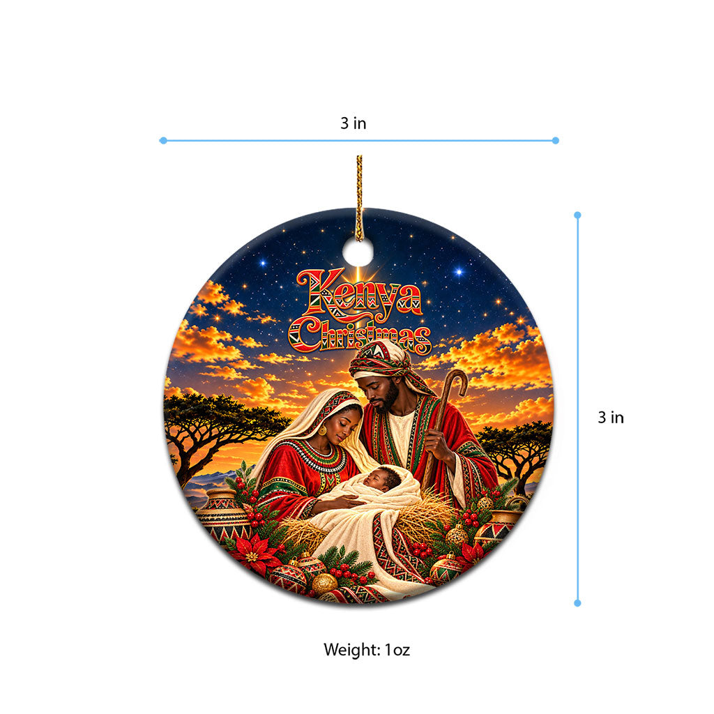 Kenya Christmas African Holy Family Ceramic Ornament Savanna Sunset Baby Jesus