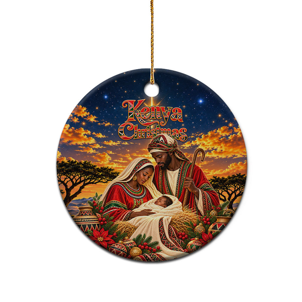 Kenya Christmas African Holy Family Ceramic Ornament Savanna Sunset Baby Jesus