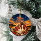Kenya Christmas African Holy Family Ceramic Ornament Savanna Sunset Baby Jesus