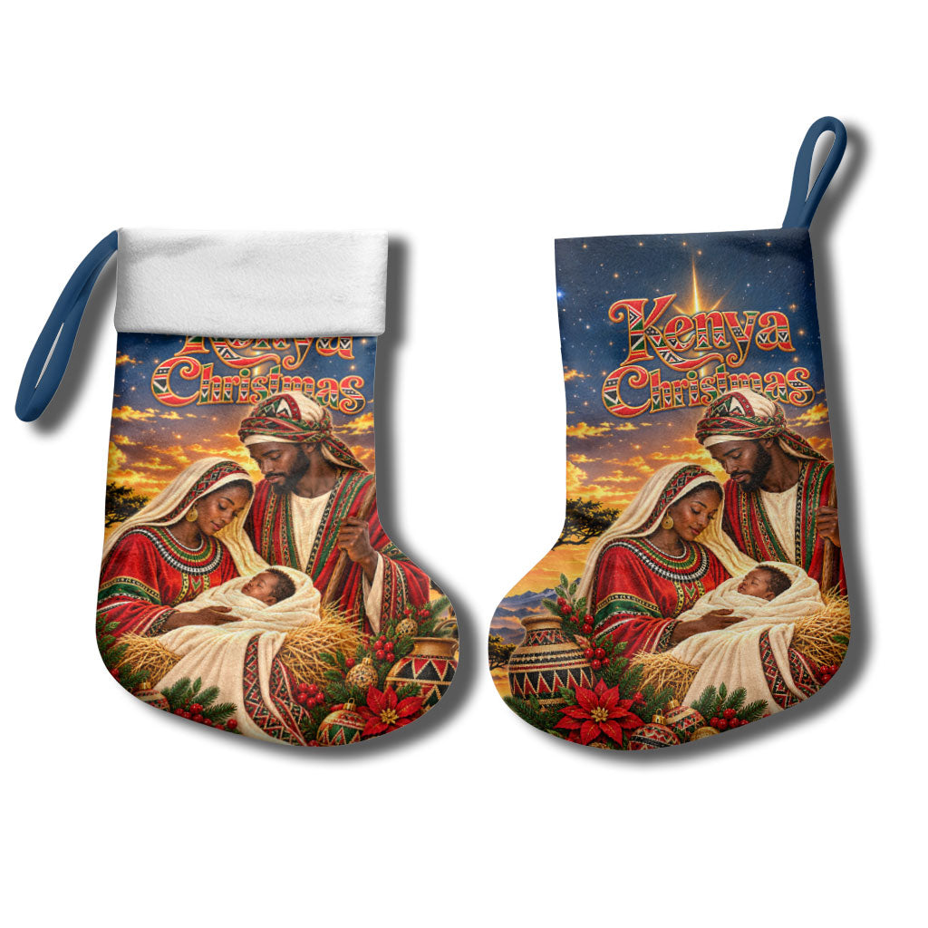 Kenya Christmas African Holy Family Christmas Stocking Savanna Sunset Baby Jesus