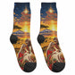 Kenya Christmas African Holy Family Crew Socks Savanna Sunset Baby Jesus