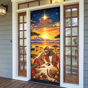 Kenya Christmas African Holy Family Door Cover Savanna Sunset Baby Jesus