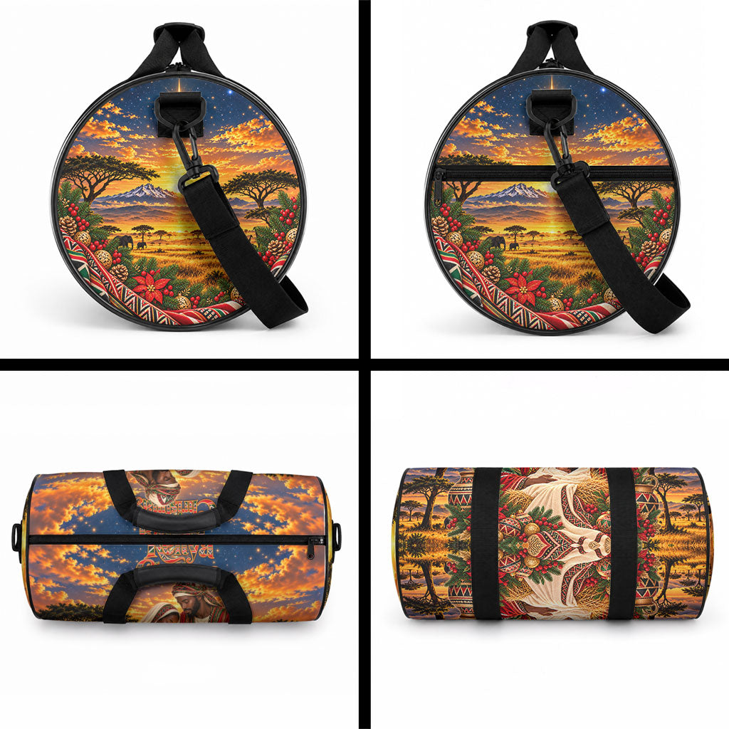Kenya Christmas African Holy Family Duffle Bag Savanna Sunset Baby Jesus