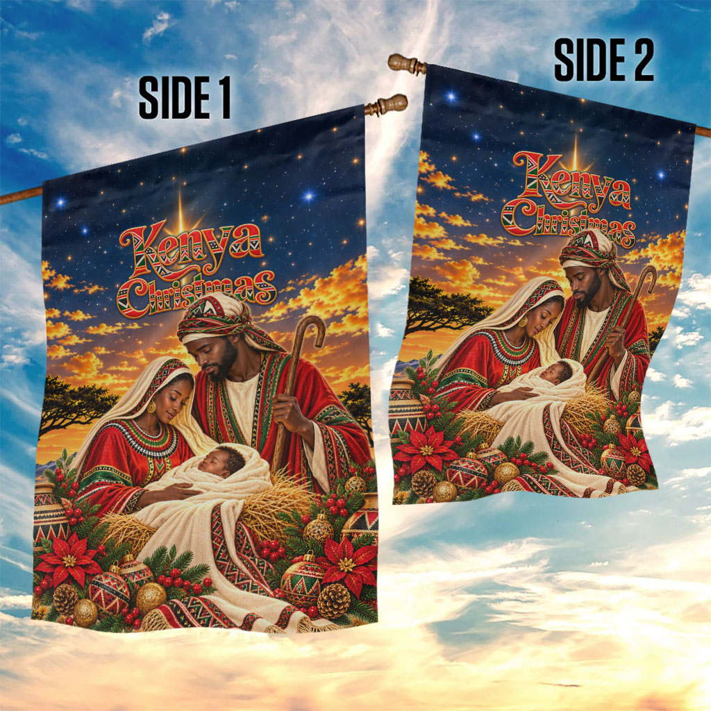 Kenya Christmas African Holy Family Garden Flag Savanna Sunset Baby Jesus