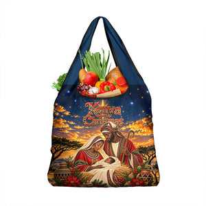 Kenya Christmas African Holy Family Grocery Bag Savanna Sunset Baby Jesus