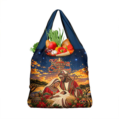 Kenya Christmas African Holy Family Grocery Bag Savanna Sunset Baby Jesus