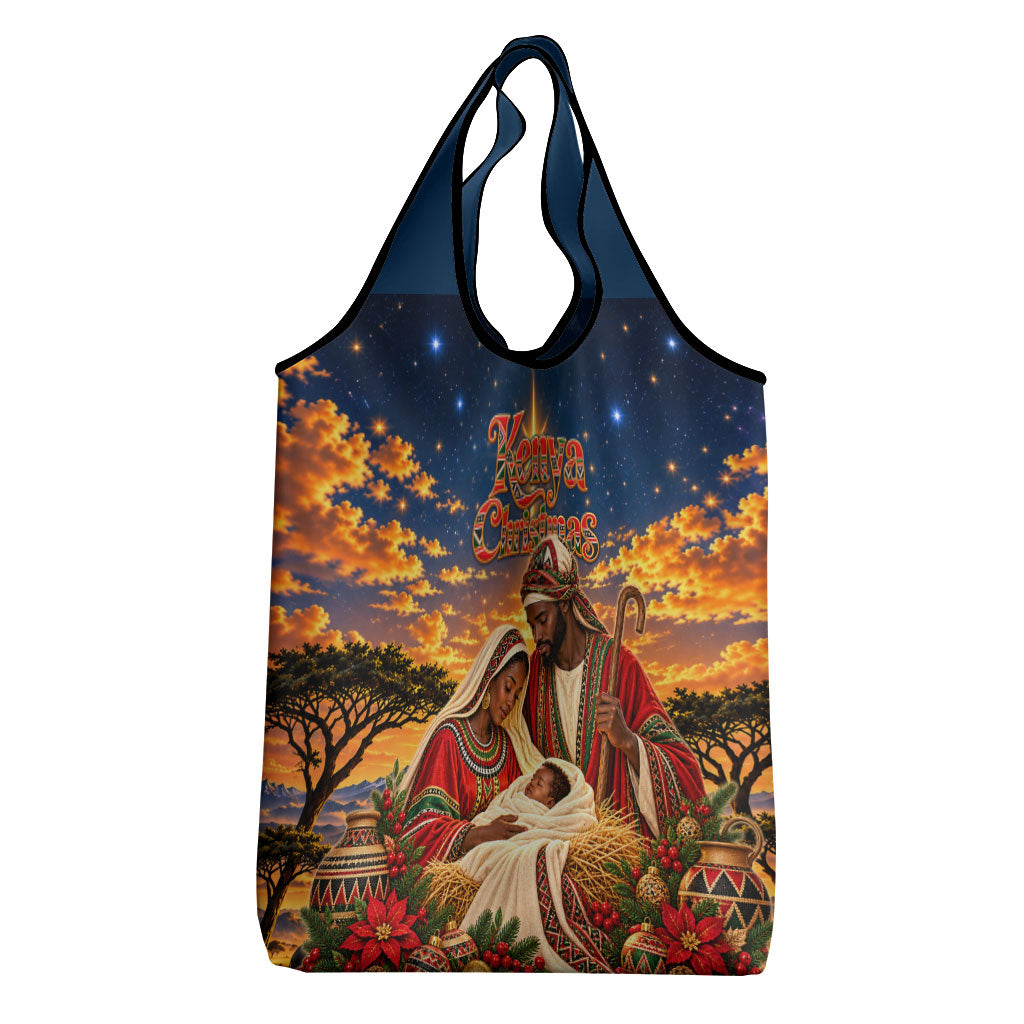 Kenya Christmas African Holy Family Grocery Bag Savanna Sunset Baby Jesus