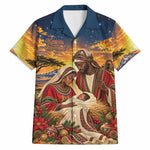 Kenya Christmas African Holy Family Hawaiian Shirt Savanna Sunset Baby Jesus