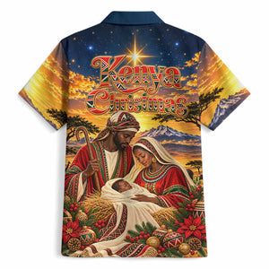 Kenya Christmas African Holy Family Hawaiian Shirt Savanna Sunset Baby Jesus