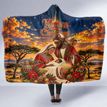 Kenya Christmas African Holy Family Hooded Blanket Savanna Sunset Baby Jesus
