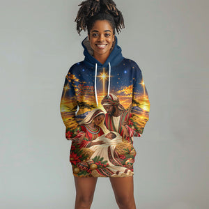 Kenya Christmas African Holy Family Hoodie Dress Savanna Sunset Baby Jesus