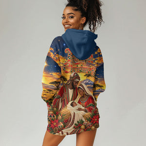 Kenya Christmas African Holy Family Hoodie Dress Savanna Sunset Baby Jesus