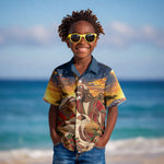 Kenya Christmas African Holy Family Kid Hawaiian Shirt Savanna Sunset Baby Jesus