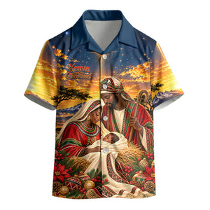 Kenya Christmas African Holy Family Kid Hawaiian Shirt Savanna Sunset Baby Jesus