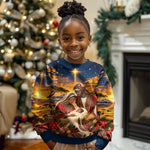 Kenya Christmas African Holy Family Kid Ugly Christmas Sweater Savanna Sunset Baby Jesus
