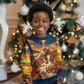 Kenya Christmas African Holy Family Kid Ugly Christmas Sweater Savanna Sunset Baby Jesus