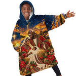 Kenya Christmas African Holy Family Kid Wearable Blanket Hoodie Savanna Sunset Baby Jesus