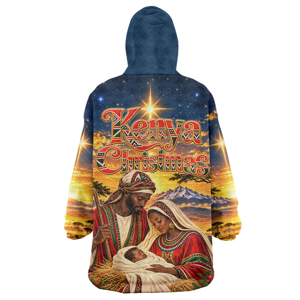 Kenya Christmas African Holy Family Kid Wearable Blanket Hoodie Savanna Sunset Baby Jesus