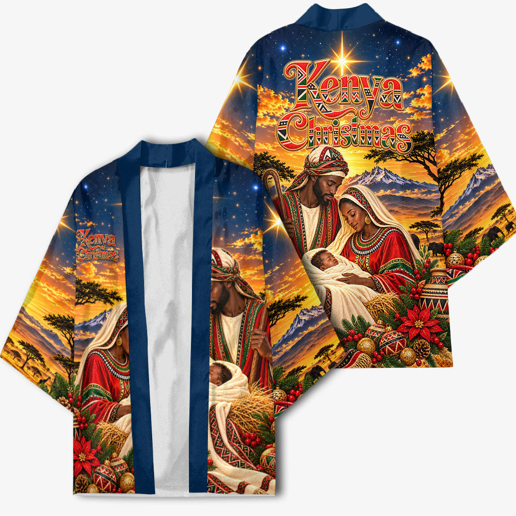 Kenya Christmas African Holy Family Kimono Savanna Sunset Baby Jesus