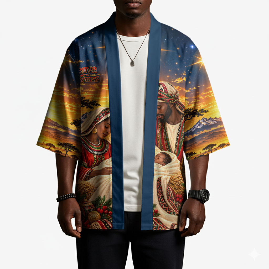 Kenya Christmas African Holy Family Kimono Savanna Sunset Baby Jesus