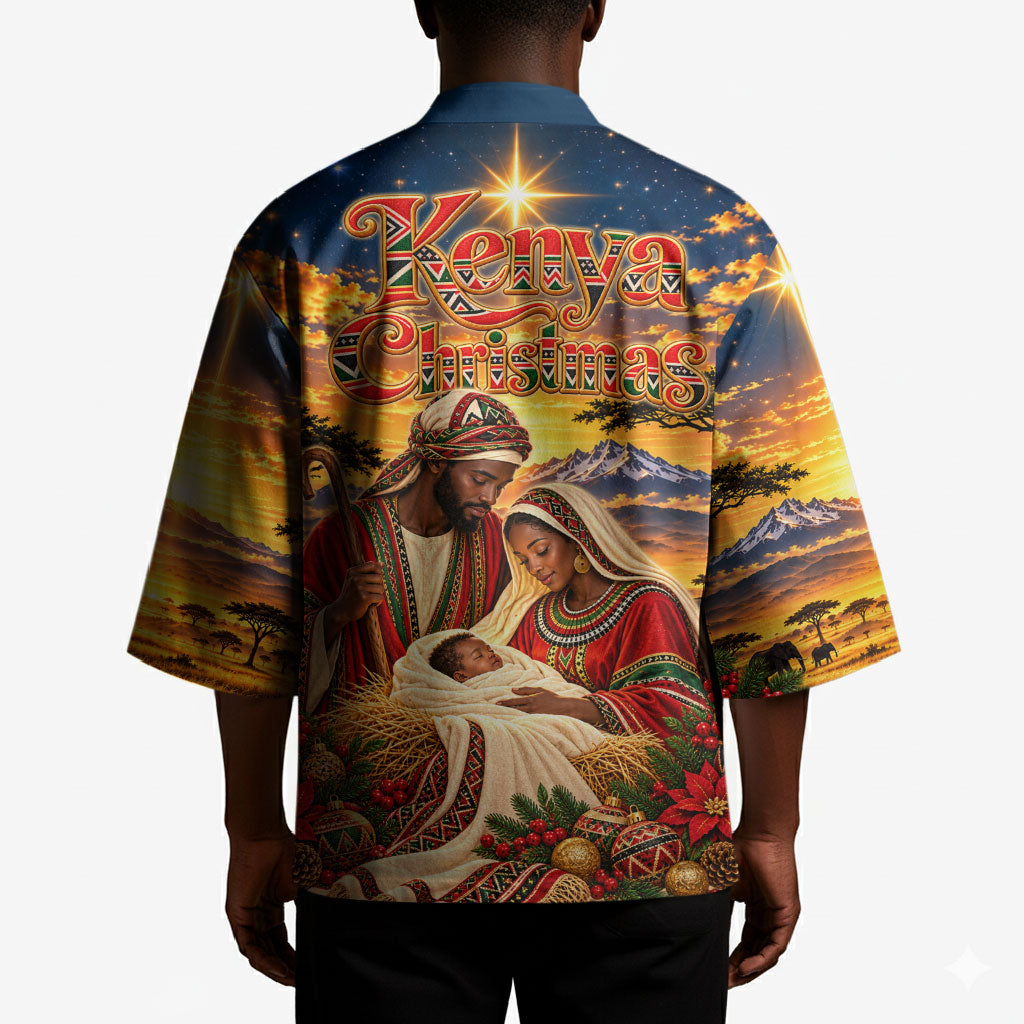 Kenya Christmas African Holy Family Kimono Savanna Sunset Baby Jesus