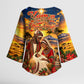 Kenya Christmas African Holy Family Kimono Sleeve Blouse Savanna Sunset Baby Jesus