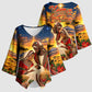 Kenya Christmas African Holy Family Kimono Sleeve Blouse Savanna Sunset Baby Jesus