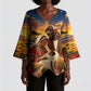 Kenya Christmas African Holy Family Kimono Sleeve Blouse Savanna Sunset Baby Jesus