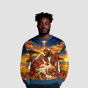 Kenya Christmas African Holy Family Ugly Christmas Sweater Savanna Sunset Baby Jesus