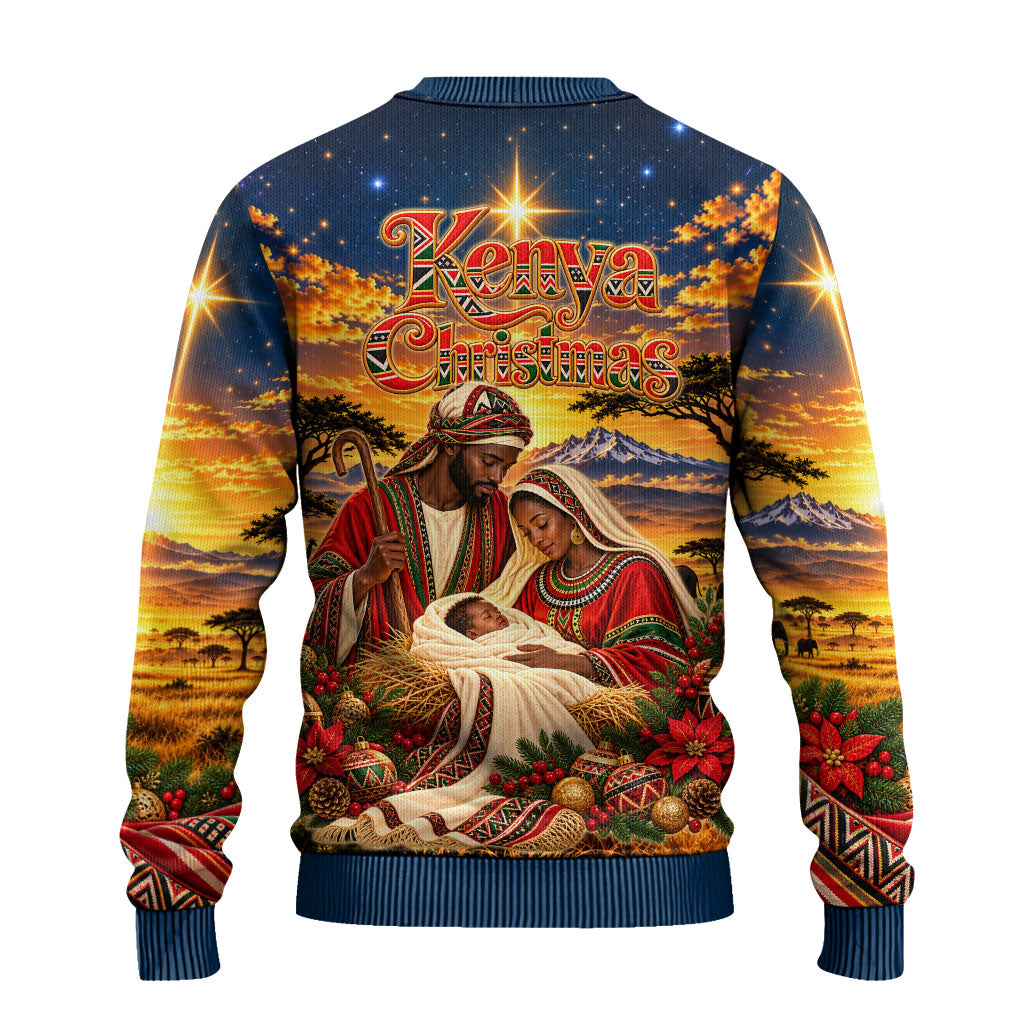 Kenya Christmas African Holy Family Ugly Christmas Sweater Savanna Sunset Baby Jesus