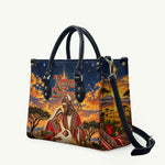 Kenya Christmas African Holy Family Leather Bag Savanna Sunset Baby Jesus