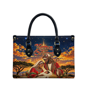 Kenya Christmas African Holy Family Leather Bag Savanna Sunset Baby Jesus