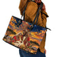 Kenya Christmas African Holy Family Leather Tote Bag Savanna Sunset Baby Jesus